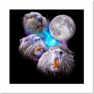 Three Beavers Howl at the Moon Posters and Art